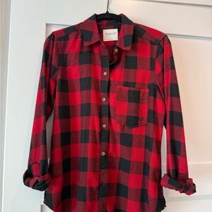 Abercrombie Red and Black Plaid Button-Up Shirt